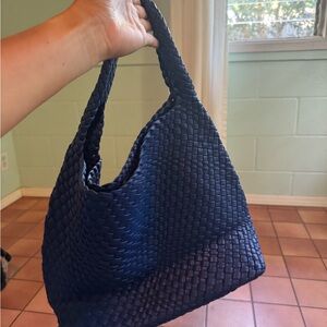 Elegant Navy Woven Tote Bag